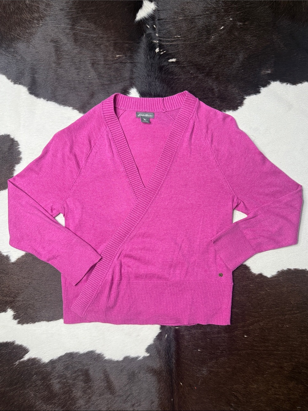 Eddie Bauer Bright Fuchsia Wrap V-Neck Cardigan